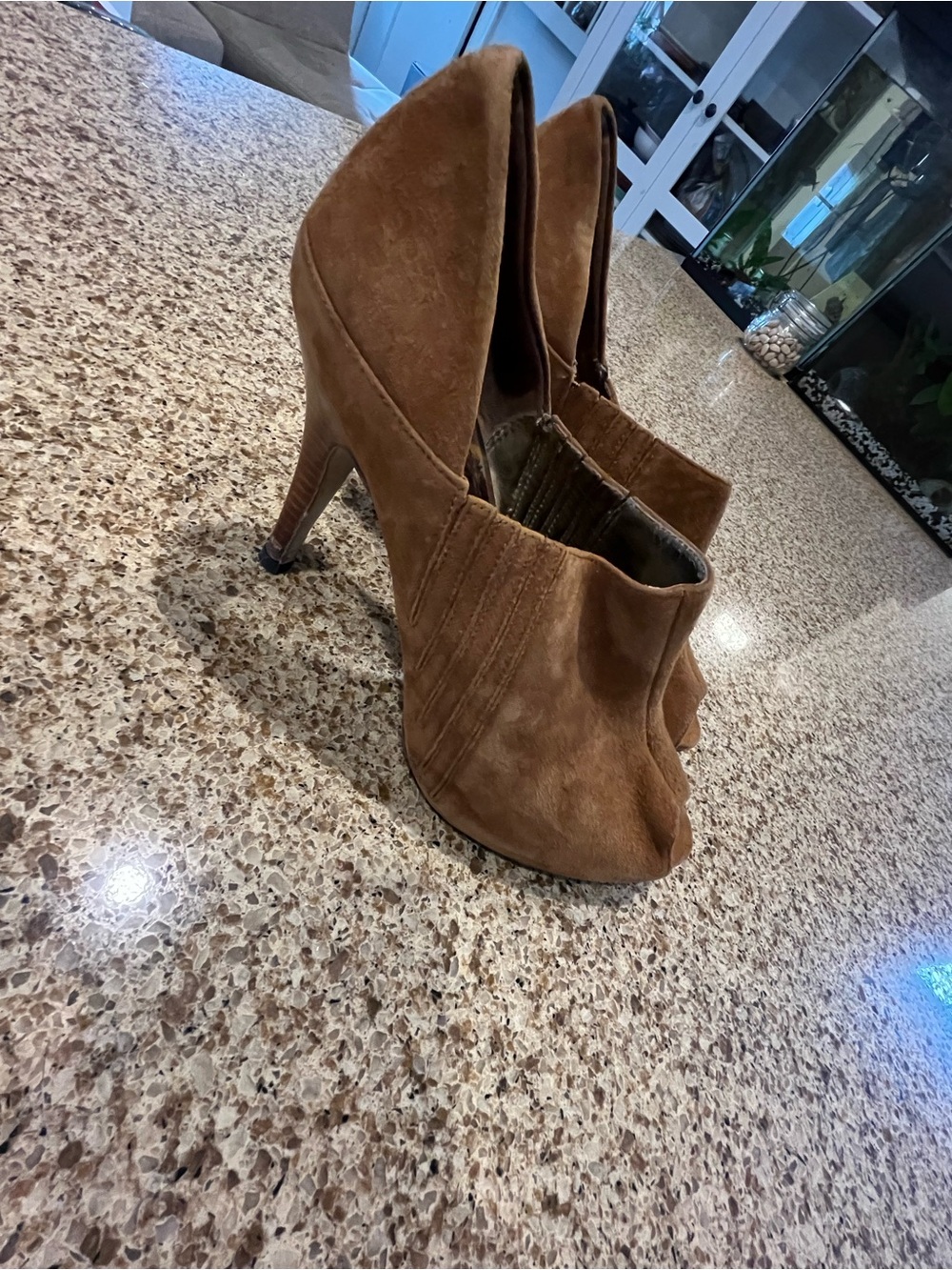 Guess Suede Peep Toe Bootie Heels 8.5 - Picture 8 of 9